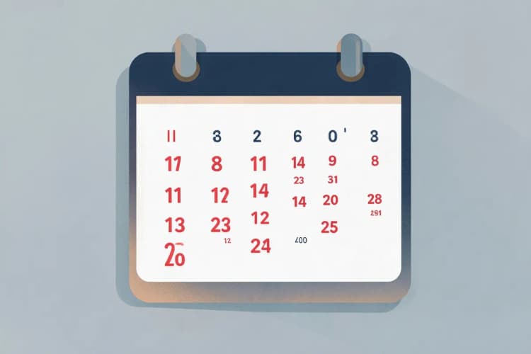 Um calendário com os dias marcados em vermelho, simbolizando a passagem do tempo.