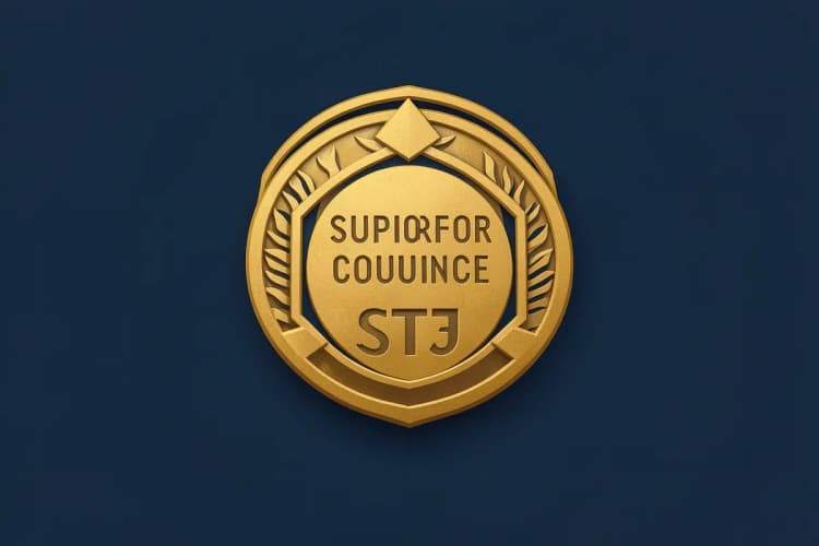 Selo oficial do Superior Tribunal de Justiça (STJ) em relevo dourado.